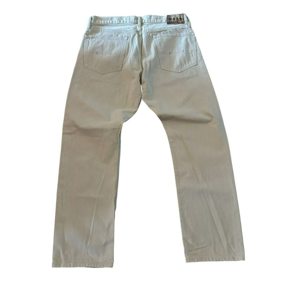 Polo Ralph Lauren Jeans Men 35/32 Khaki Denim Beige Pants Cotton Hudson Cut